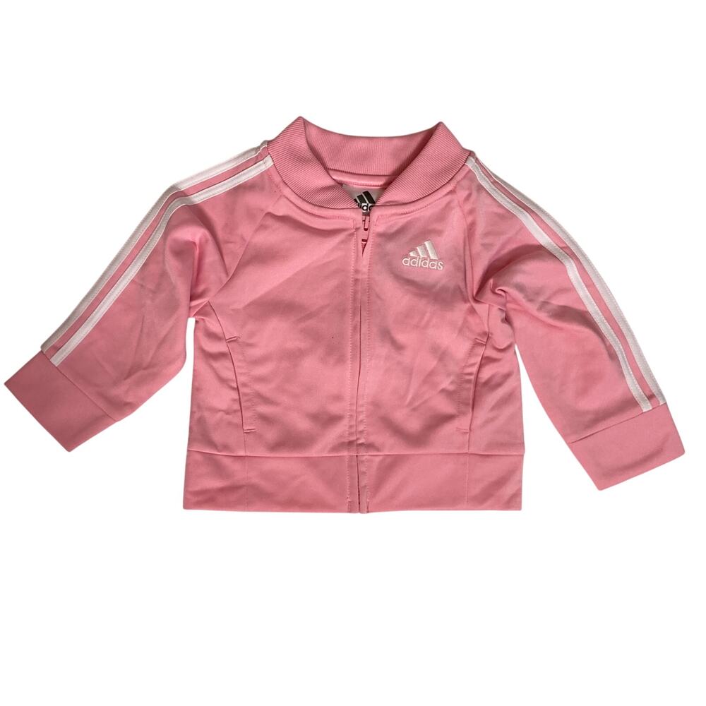 NWT Adidas Pink White Classic Tricot Track ZipUp Athletic Sports Sweater Jacket